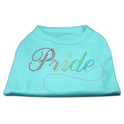 Rainbow Pride Rhinestone Shirts Aqua XS