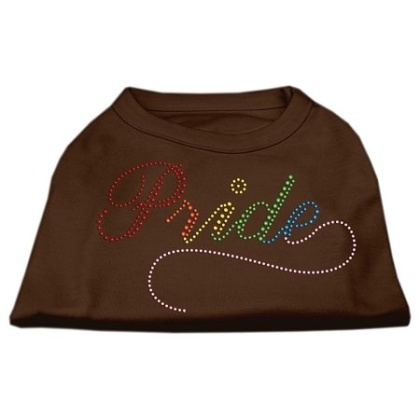 Rainbow Pride Rhinestone Shirts Brown XS