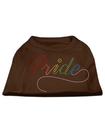 Rainbow Pride Rhinestone Shirts Brown XS