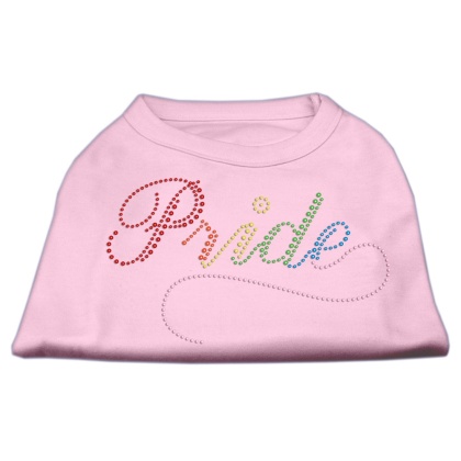 Rainbow Pride Rhinestone Shirts Light Pink L