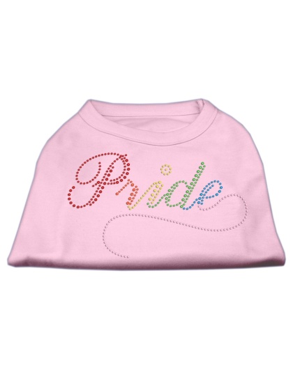 Rainbow Pride Rhinestone Shirts Light Pink L