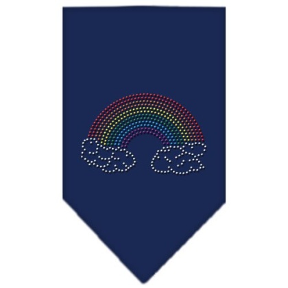 Rainbow Rhinestone Bandana Navy Blue large