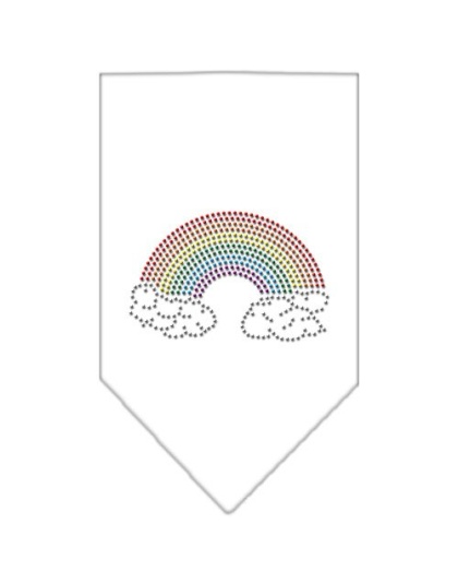 Rainbow Rhinestone Bandana White Large