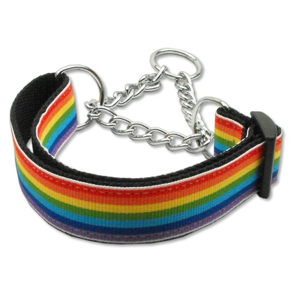 Rainbow Striped Nylon Collars Martingale Rainbow Stripes Large