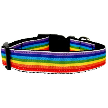 Rainbow Striped Nylon Collars Rainbow Stripes Large