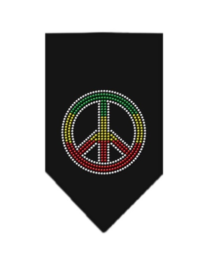 Rasta Peace Rhinestone Bandana Black Large