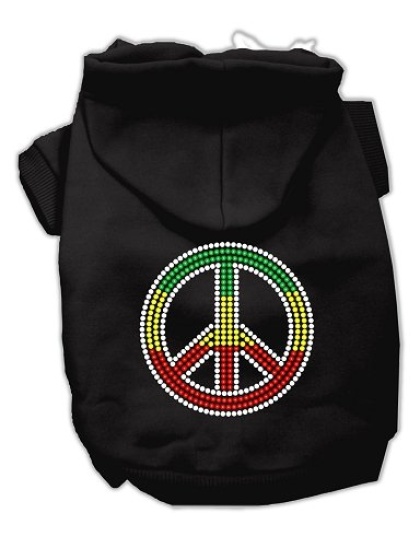 Rasta Peace Sign Hoodie Black L