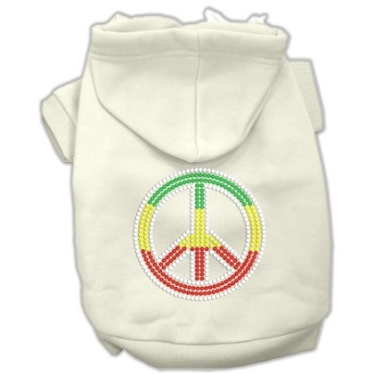 Rasta Peace Sign Hoodie Cream L