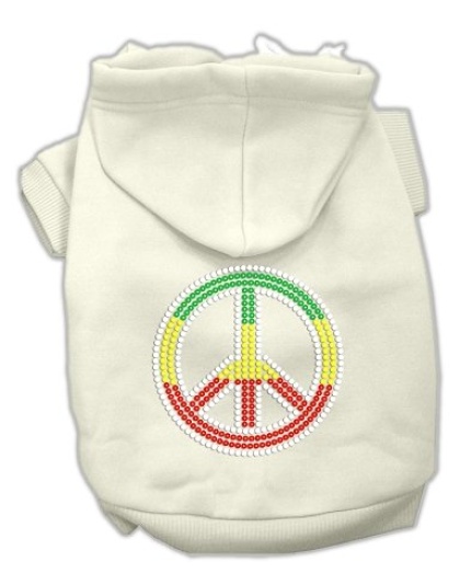 Rasta Peace Sign Hoodie Cream L