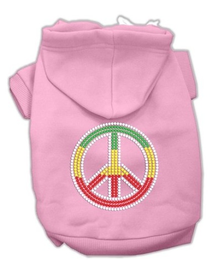 Rasta Peace Sign Hoodie Pink L