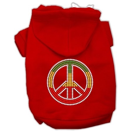 Rasta Peace Sign Hoodie Red L