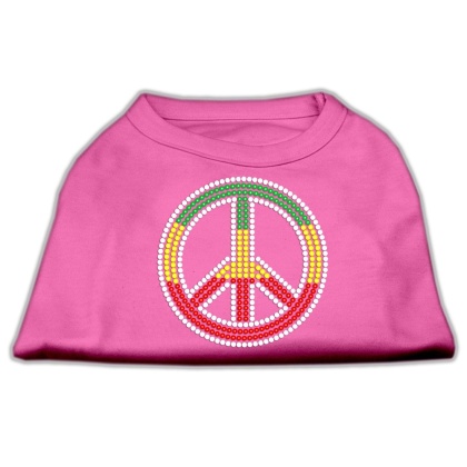 Rasta Peace Sign Shirts Bright Pink L