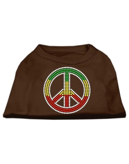 Rasta Peace Sign Shirts Brown Lg