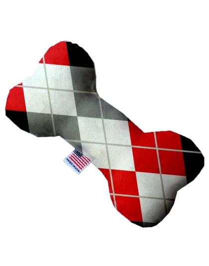 Red and Grey Argyle 10 Inch Bone Dog Toy