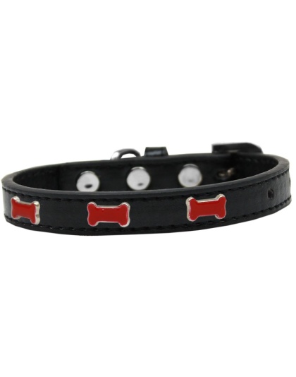 Red Bone Widget Dog Collar Black Size 10