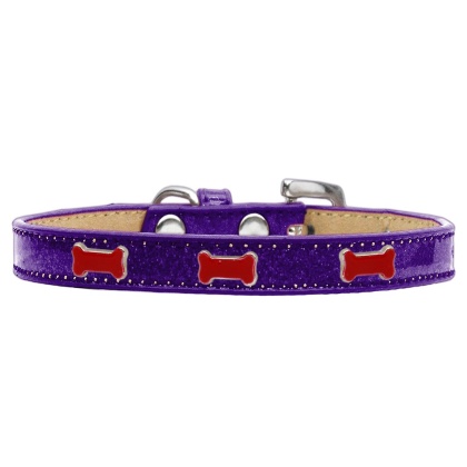 Red Bone Widget Dog Collar Purple Ice Cream Size 10