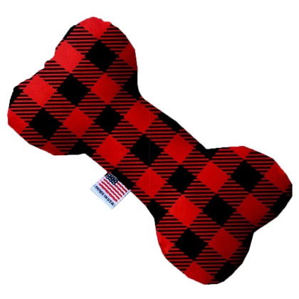 Red Buffalo Check 10 Inch Canvas Bone Dog Toy