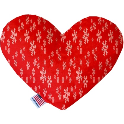 Red and White Snowflakes 6 inch Heart Dog Toy