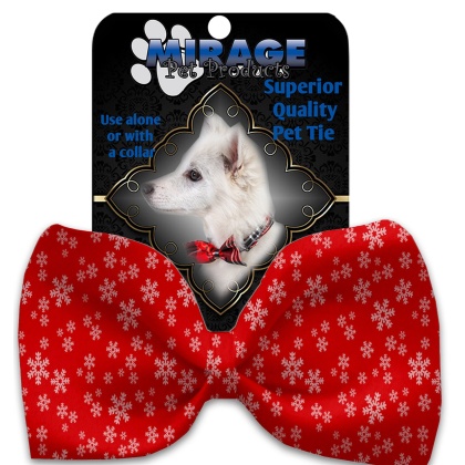 Red and White Snowflakes Pet Bow Tie