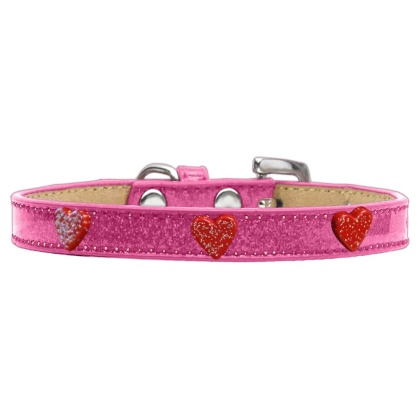 Red Glitter Heart Widget Dog Collar Pink Ice Cream Size 10