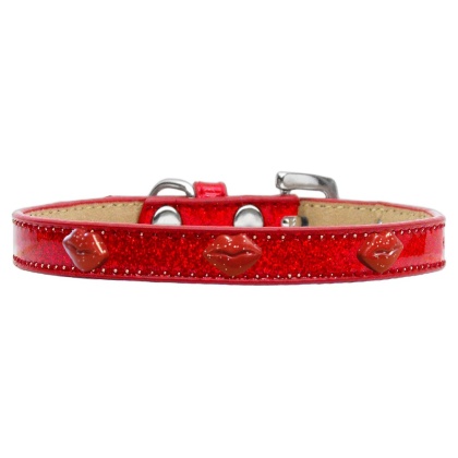 Red Glitter Lips Widget Dog Collar Red Ice Cream Size 10