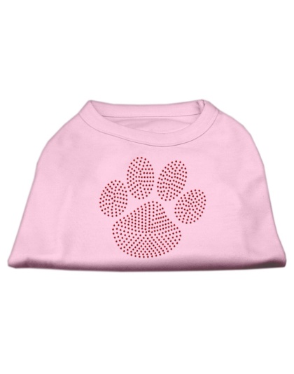 Red Paw Rhinestud Shirts Light Pink L