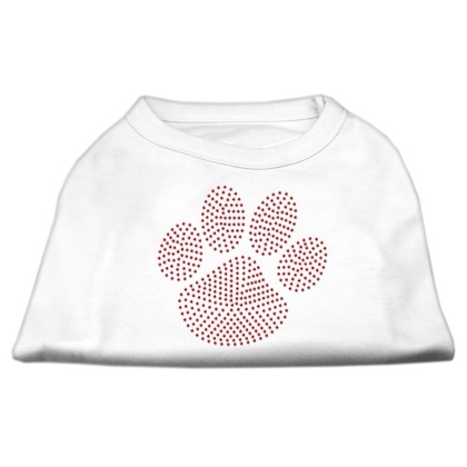 Red Paw Rhinestud Shirts White L