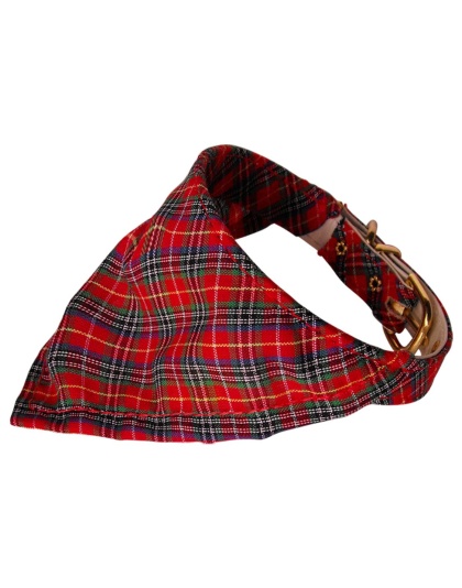 Red Plaid Bandana Collars Red 10