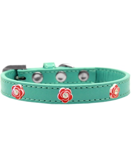 Red Rose Widget Dog Collar Aqua Size 10