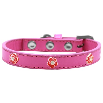 Red Rose Widget Dog Collar Bright Pink Size 10