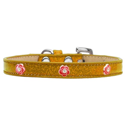 Red Rose Widget Dog Collar Gold Ice Cream Size 10
