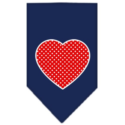 Red Swiss Dot Heart Screen Print Bandana Navy Blue large