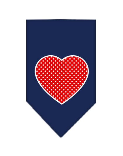 Red Swiss Dot Heart Screen Print Bandana Navy Blue large