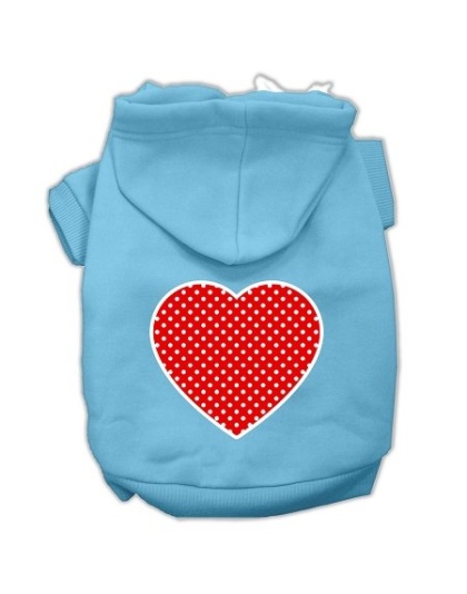 Red Swiss Dot Heart Screen Print Pet Hoodies Baby Blue Size Lg