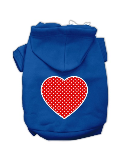 Red Swiss Dot Heart Screen Print Pet Hoodies Blue Size Lg