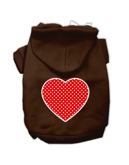 Red Swiss Dot Heart Screen Print Pet Hoodies Brown Size Lg