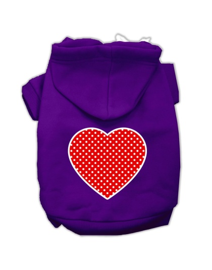 Red Swiss Dot Heart Screen Print Pet Hoodies Purple Size Lg