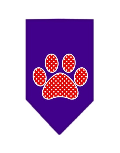 Red Swiss Dot Paw Screen Print Bandana Purple Large