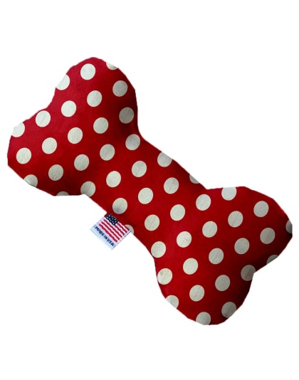 Red Swiss Dots 10 Inch Canvas Bone Dog Toy