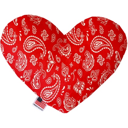 Red Western 6 Inch Canvas Heart Dog Toy