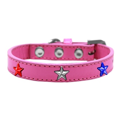 Red, White and Blue Stars Widget Dog Collar Bright Pink Size 10