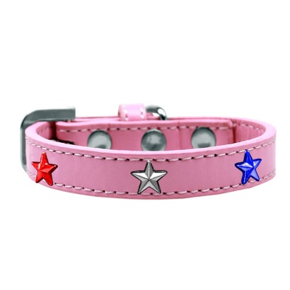 Red, White and Blue Stars Widget Dog Collar Light Pink Size 10