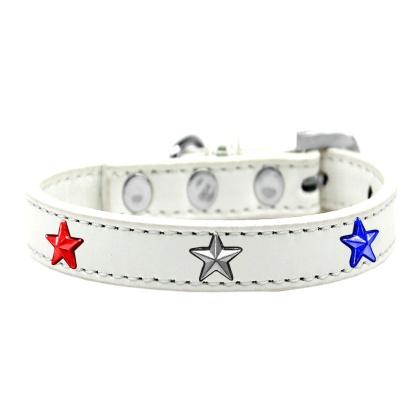 Red, White and Blue Stars Widget Dog Collar White Size 10
