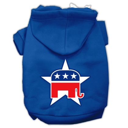 Republican Screen Print Pet Hoodies Blue Size Lg