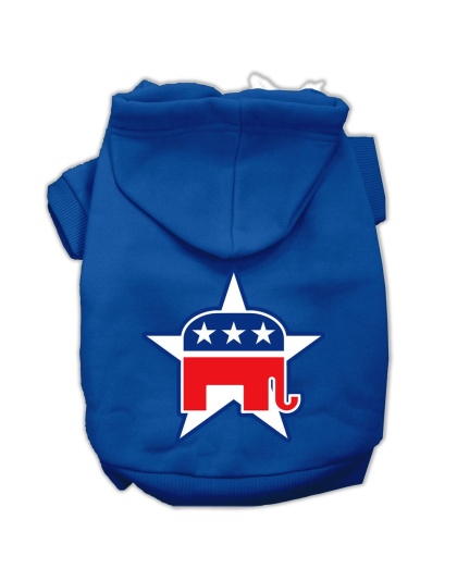 Republican Screen Print Pet Hoodies Blue Size Lg