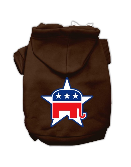 Republican Screen Print Pet Hoodies Brown Size Lg