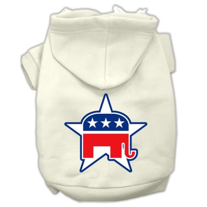 Republican Screen Print Pet Hoodies Cream Size Lg