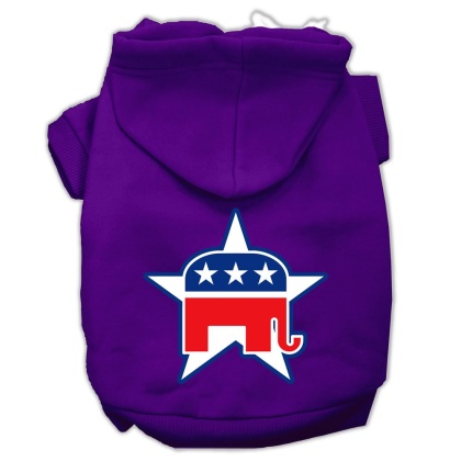 Republican Screen Print Pet Hoodies Purple Size Lg