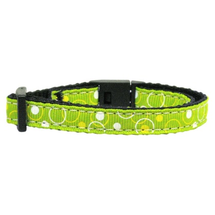 Retro Nylon Ribbon Collar Lime Green Cat Safety