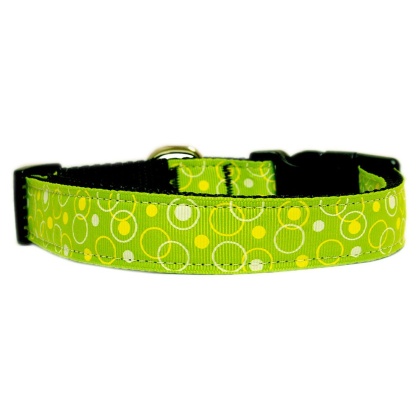 Retro Nylon Ribbon Collar Lime Green Large